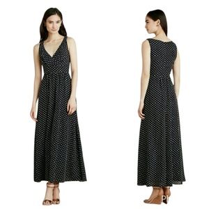 NWT 10 Anthropologie Clipdot Maxi Dress by Eva Franco,‎ Black/White Dots